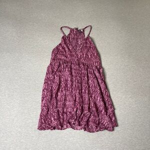 H&M Divided Women's Dark Pink Patterned Strappy Dress Dress